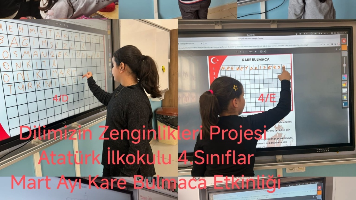 DİLİMİZİN ZENGİNLİKLERİ PROJESİ MART AYI KARE BULMACA ETKİNLİĞ 4. SINIFLAR