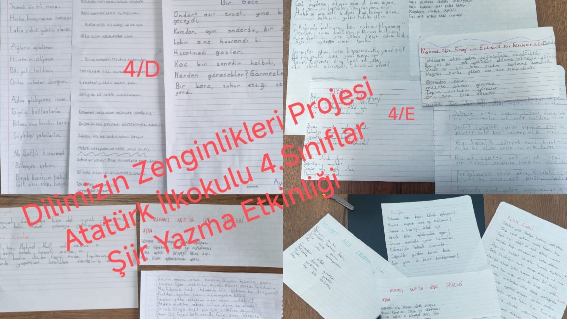 DİLİMİZİN ZENGİNLİKLERİ PROJESİ MART AYI ŞİİR YAZMA  ETKİNLİĞİ 4. SINIFLAR